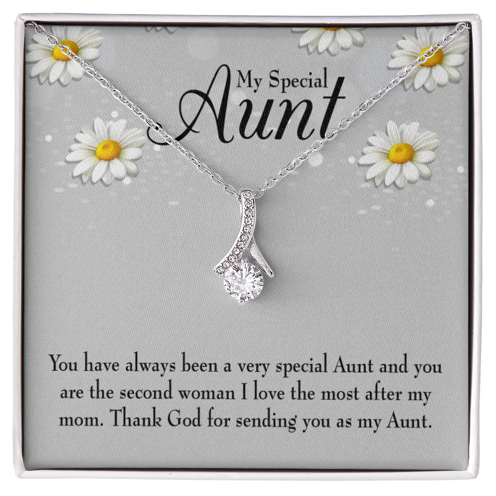 To My Aunt Special Aunt Ribbon Necklace Silver Tone Standard Box